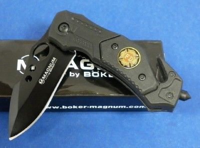 Boker Magnum Fire And Rescue Black Linerlock Knife New  