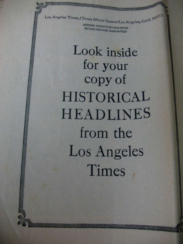 LA Times HISTORICAL HEADLINES Famous Front Pages 3rd Ed  