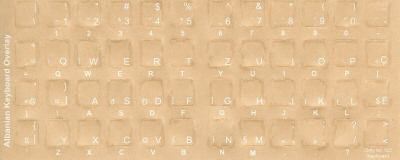 Albanian Keyboard Stickers w Reverse Print White Letter  