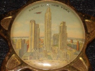 Vintage RADIO CITY Building NEW YORK City NY NYC THERMOMETER Brass Key 