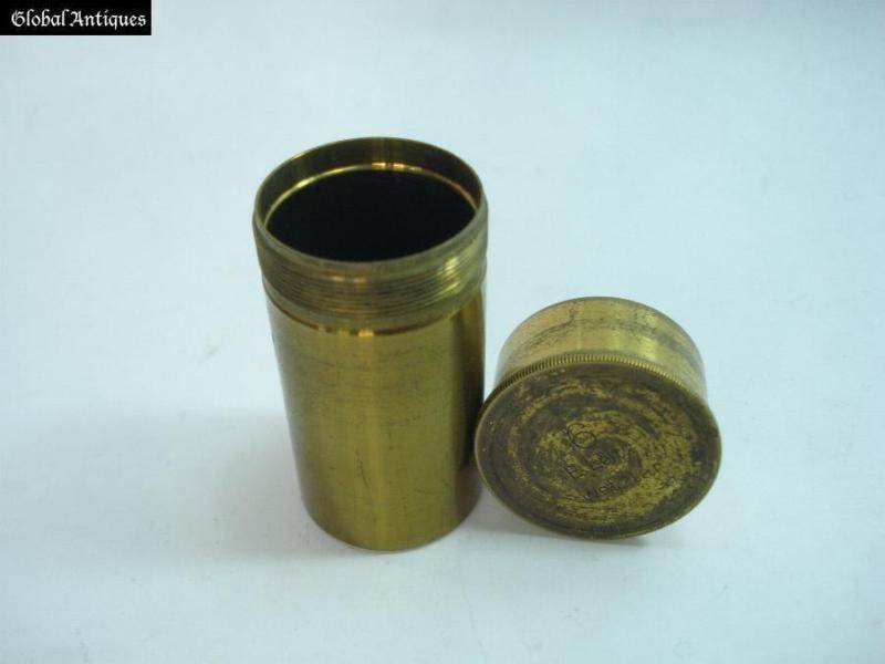 19C. ANTIQUE MICROSCOPE EYEPIECE LENS BRASS BOX E.LEITZ  