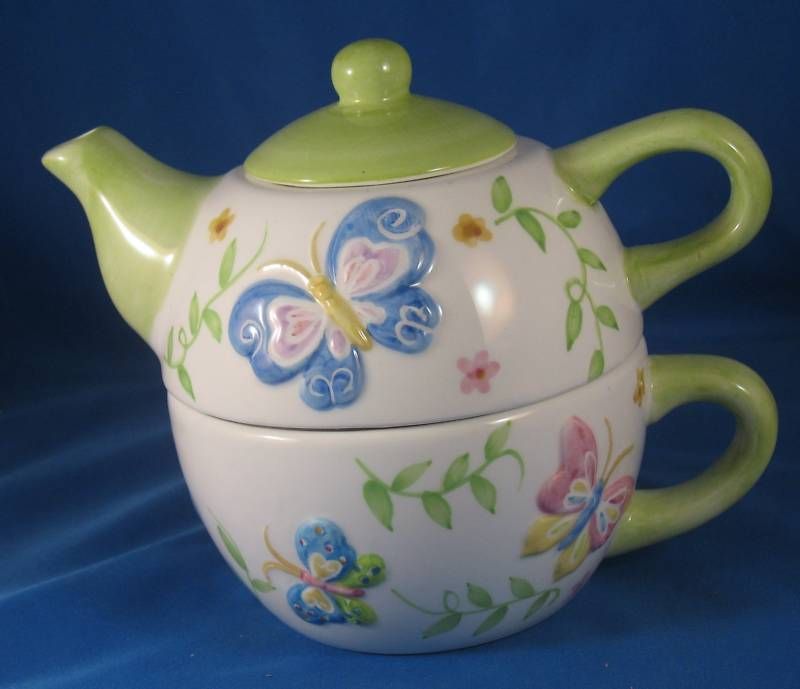 Ganz Butterfly Teapot for One Set Awesome Coloring  