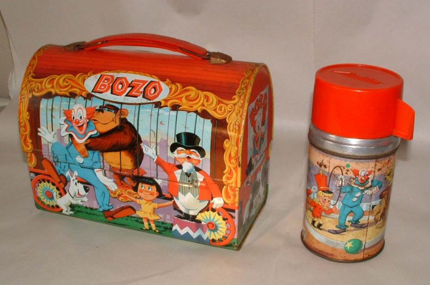 1963 BOZO THE CLOWN METAL LUNCHBOX WITH THERMOS  