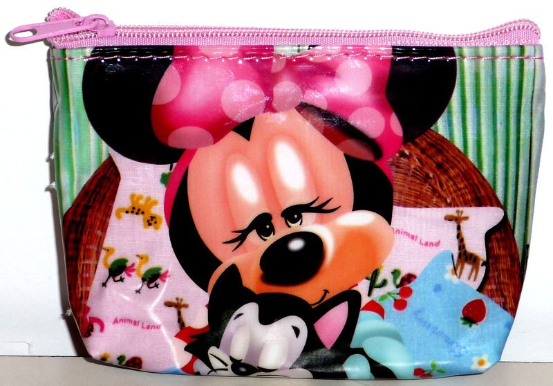 Minnie Mouse sleepy w cat Disney Coin Purse Zipper Bag  