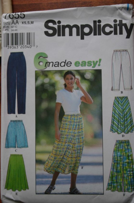 MISSES COMBINATION PANTS SHORTS SKIRTS CULOTTES PATTERN VARIETY SIZE 