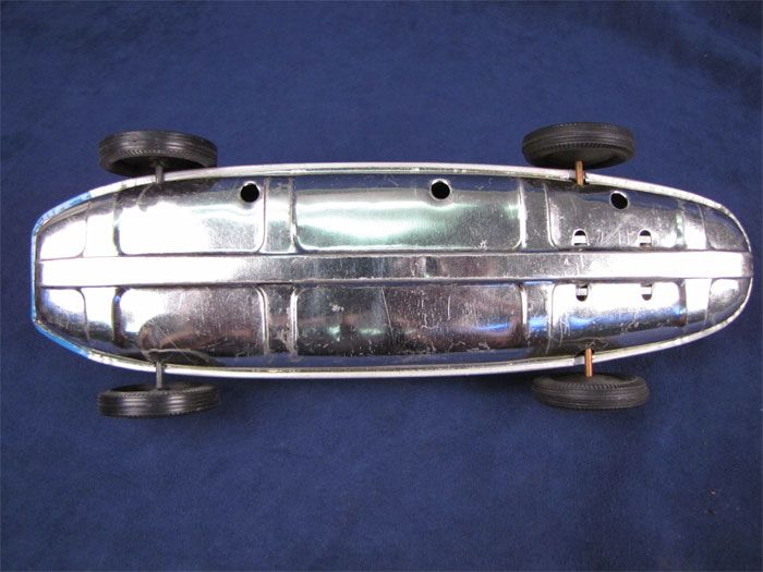 Vintage Tin Litho Friction Silver Jet #17 Race Car Toy  