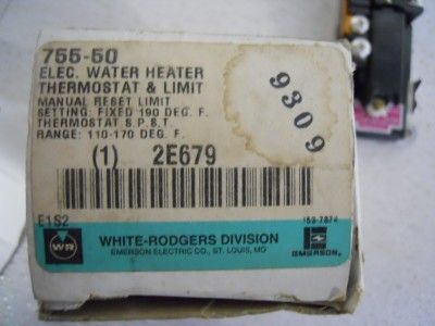 WHITE RODGERS 755 50 ELECTRIC WATER HEATER THERMOSTAT & LIMIT  