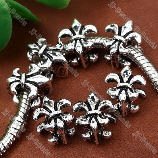 20pc Tibetan Silver Fleur De Lis Navy Stamp European Beads Fit Charms 