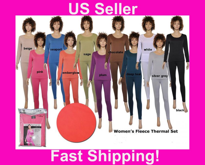2Pc Women Thermal Underwear Gift Set,S,M,L,XL,2XL,Long Sleeve Shirt 