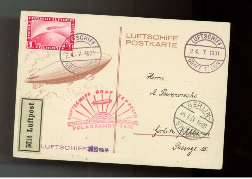 1931 Germany Graf Zeppelin postcard Cover Polar Flight LZ 127  