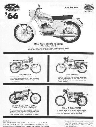 1966 Jawa Roadster & Moto Cross Motorcycle Original Ad  