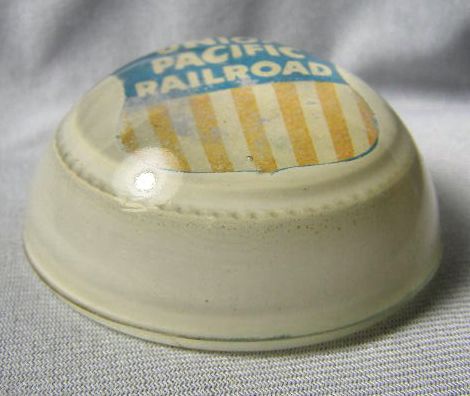 1950s Union Pacific Railroad Logo Glass Paperweight  