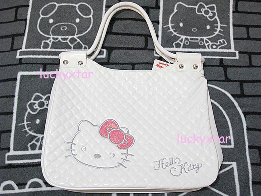 Hello Kitty white leather like tote bag handbag  