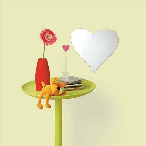 New Large HEART WALL MIRROR Peel Stick Great Girl Gift  