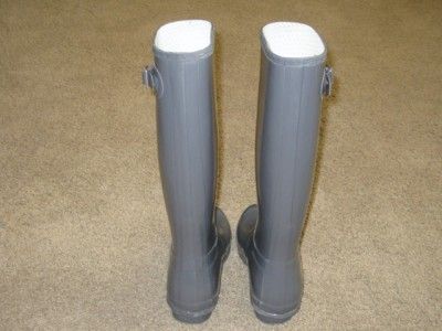 Hunter Original Tall High Gloss Rain Boot Graphite Grey Women Sz. 6M 