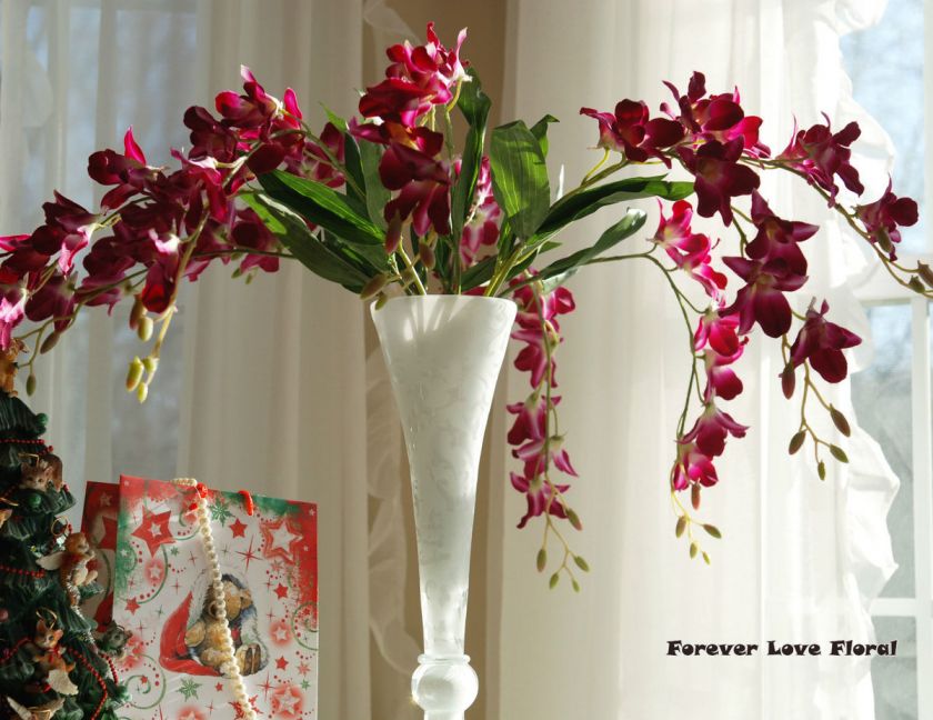 25 Violet Red Dendrobium Orchid wedding artificial SILK flowers 