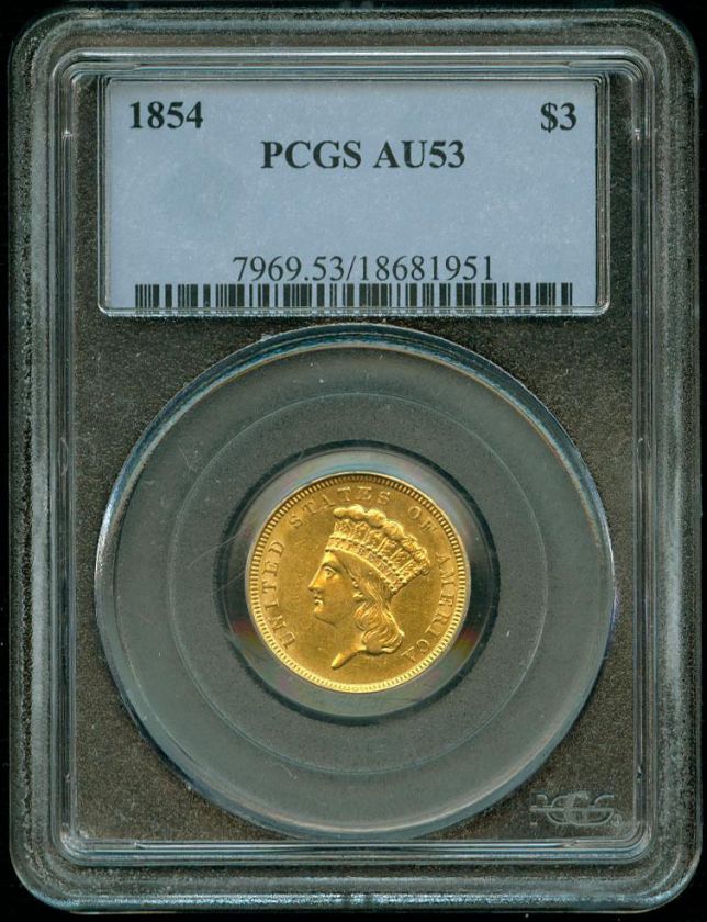 1854 P~PCGS~AU53~LOOKS BU  